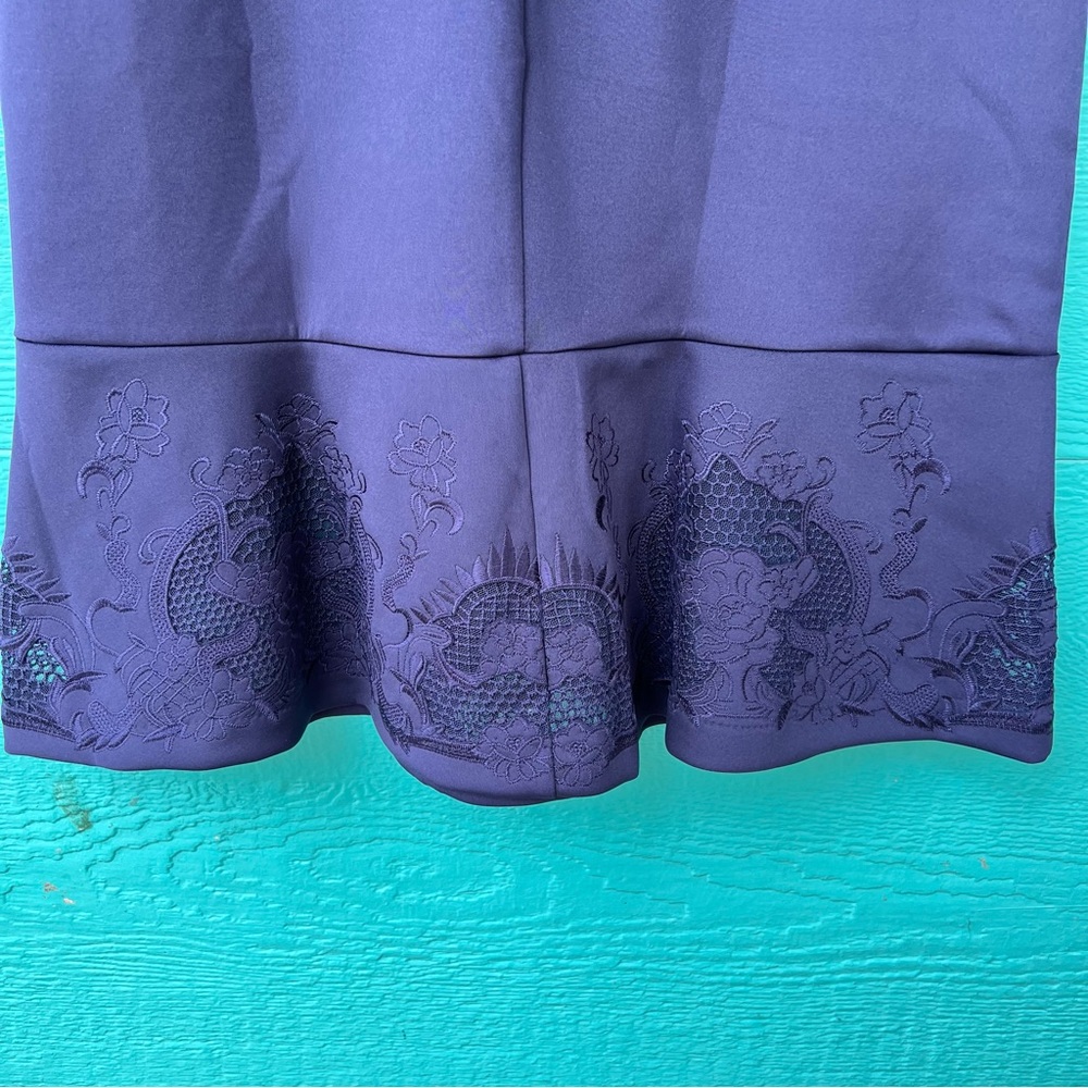 VENUS Navy Blue Lace Dress Sleeveless Size 10 Elegant Classic Elevated - Picture 8 of 13